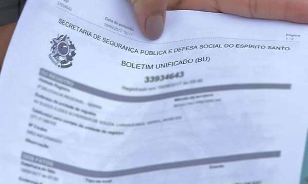 Im Bundesstaat Espírito Santo aufgenommenes Boletim de Ocorrência (Quelle - Google)